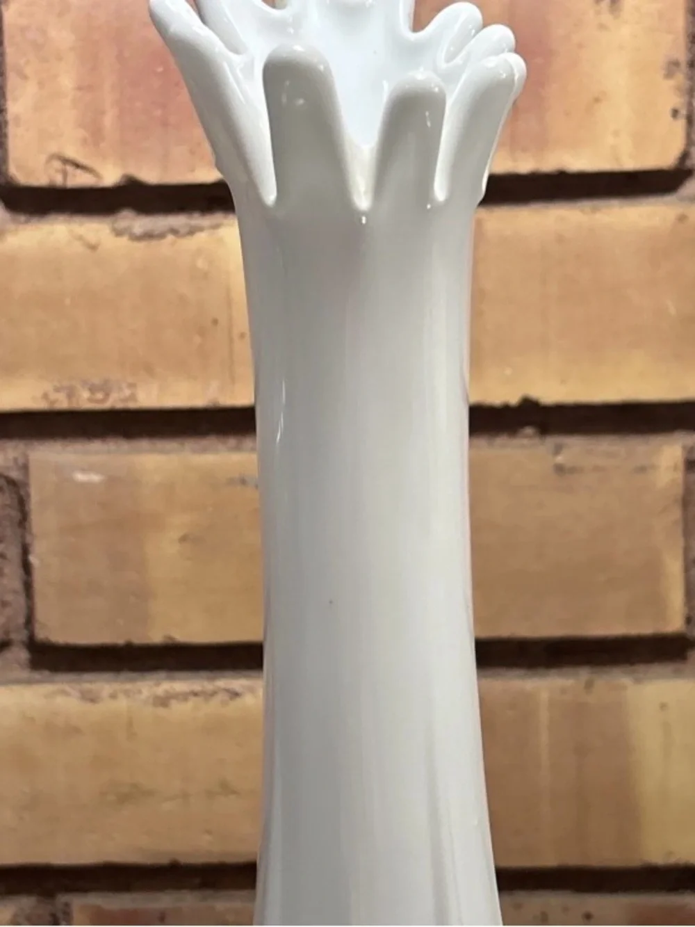 Vintage Fenton Milk Glass Swung Vase Early 1960’s  Cactus/Agave Pattern 12.5”
